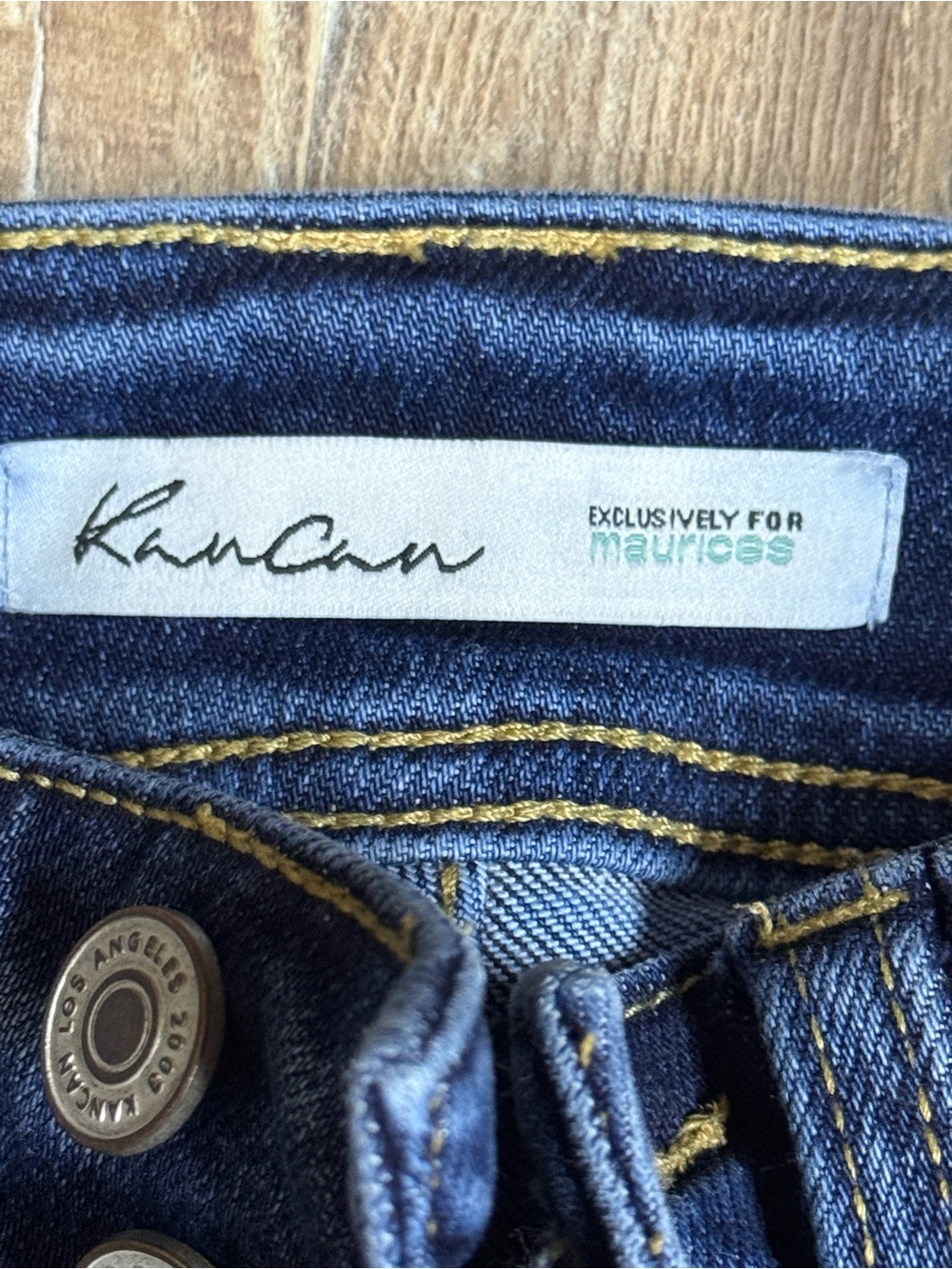 KanCan High-Rise Dark Blue Jeans with Yellow Stitching